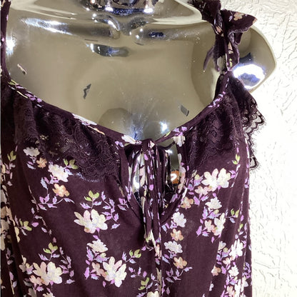 NWOT SIZE MEDIUM Free People Purple Ruffled Tie Front Bodysuit