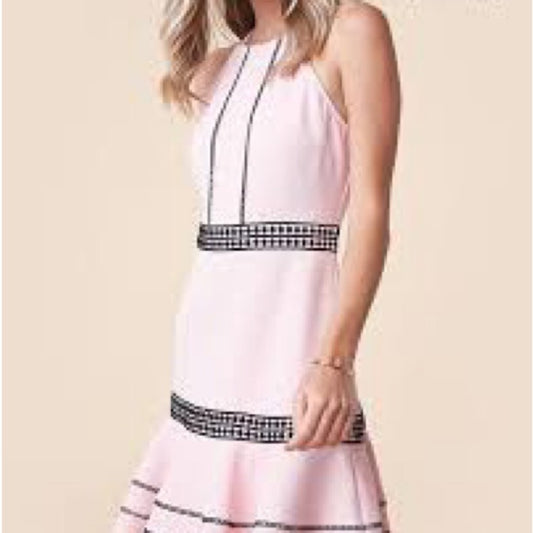 NWT SIZE S Sugarlips Pink and Black Tiered Ruffled Mini Dress
