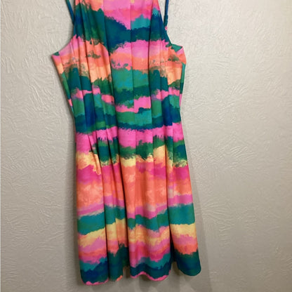 NWT size 14 Vince Camuto Orange Pink Halter A-line Mini Dress