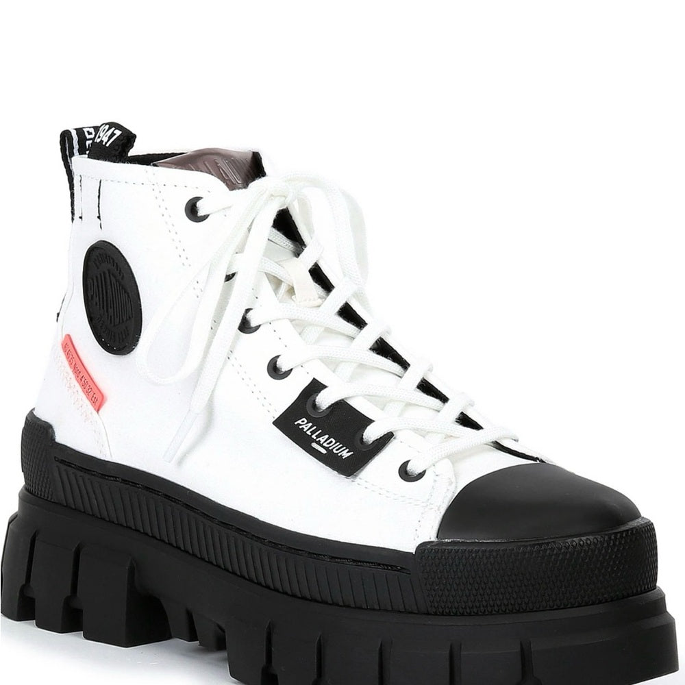 New size 7.5 Palladium White and Black Combat Boots with Chunky Sole