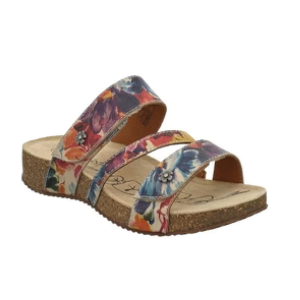 NEW SIZE 7 Josef Seibel Red and Blue Sandals with Artistic Straps