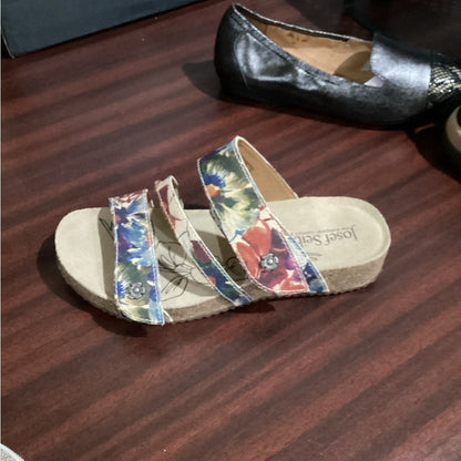 NEW SIZE 7 Josef Seibel Red and Blue Sandals with Artistic Straps