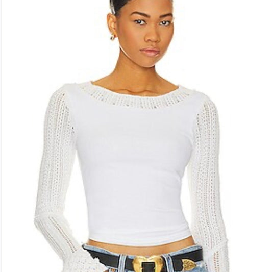NWT SIZE L We The Free White Ribbed Crop Top