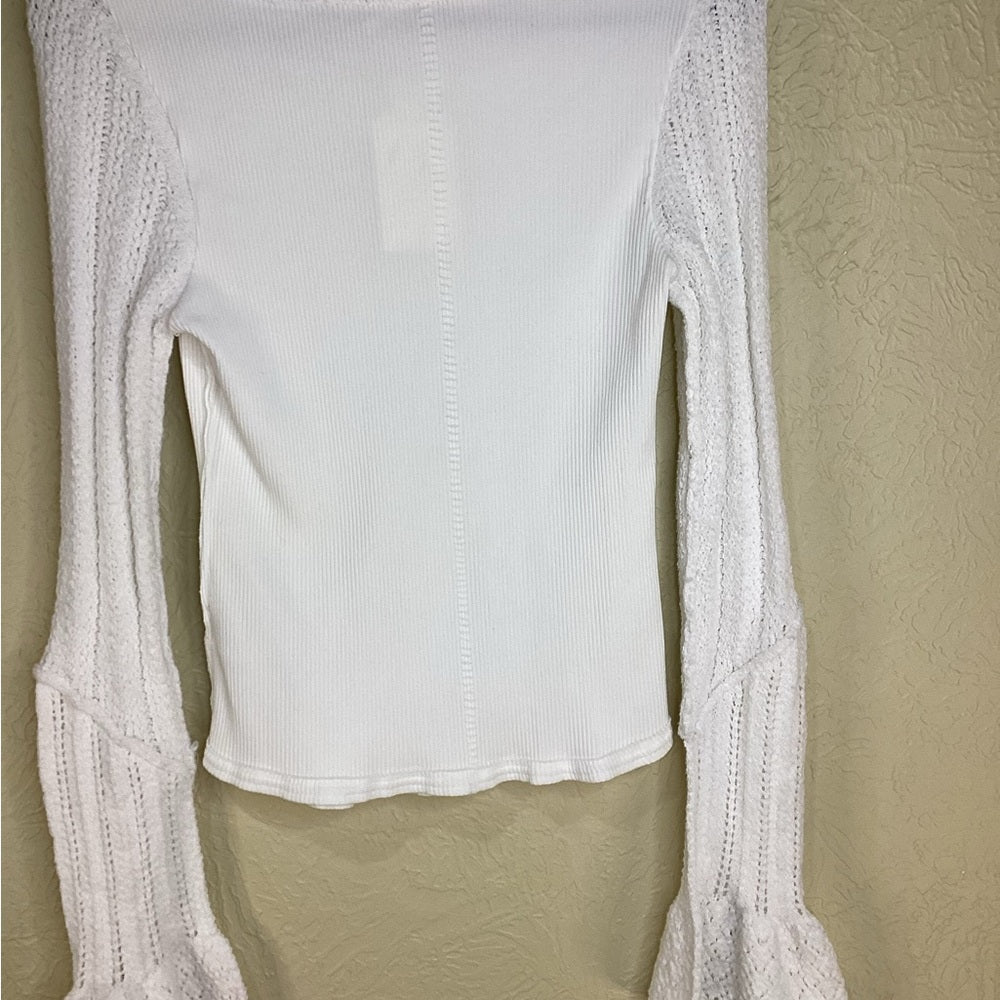 NWT SIZE L We The Free White Ribbed Crop Top