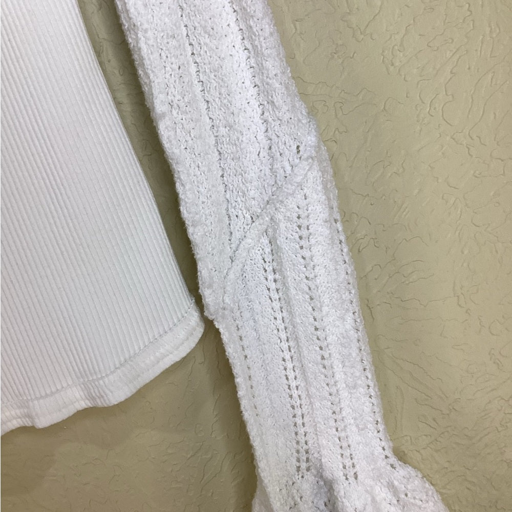 NWT SIZE L We The Free White Ribbed Crop Top