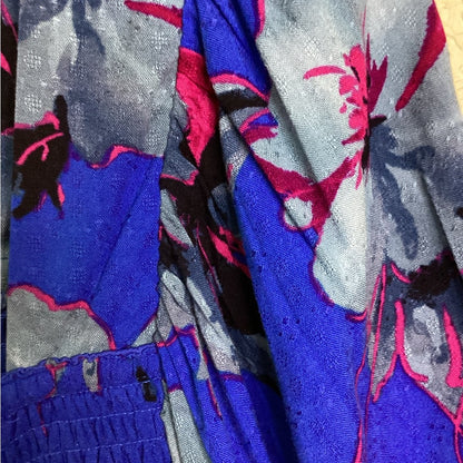 NWT SIZE MEDIUM Free People Blue Ruched Puff Sleeve Mini Dress