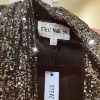 NWT SIZE SMALL Steve Madden Silver and Black Sequin Robe