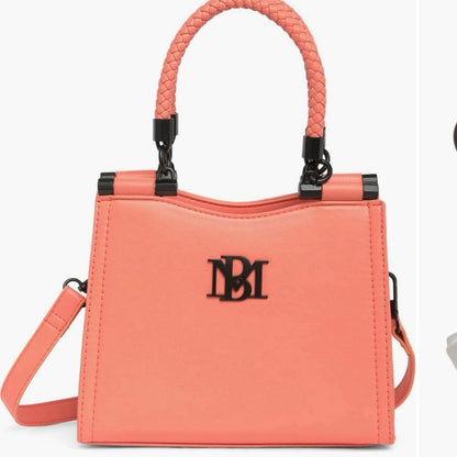 NWT SIZE OS Badgley Mischka Pink Satchel with Braided Handle