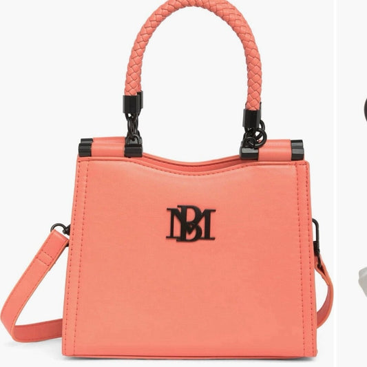 NWT SIZE OS Badgley Mischka Pink Satchel with Braided Handle