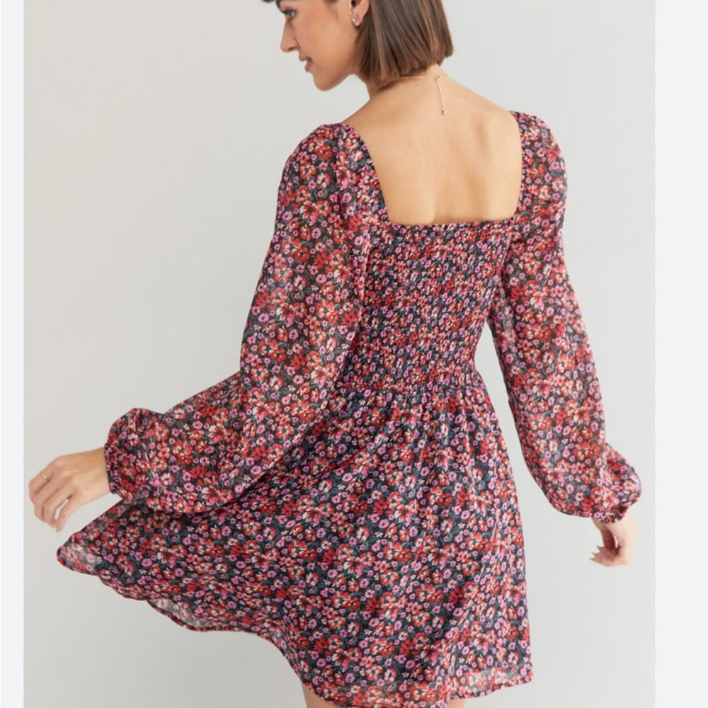 NWT SIZE Small  Floral  Dress - Pink and Black