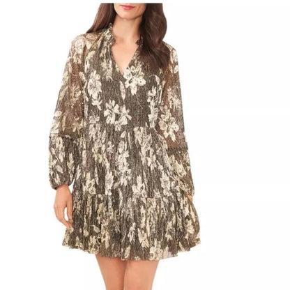 NWT SIZE LARGE Elegant Black and Cream Women's Dress