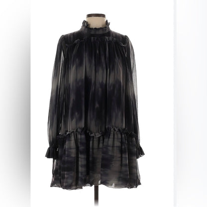 SIZE 6 Stylish Black and Gray Ruffled Dress