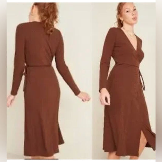 Size Large Old Navy Orange Long Sleeve Wrap Dress