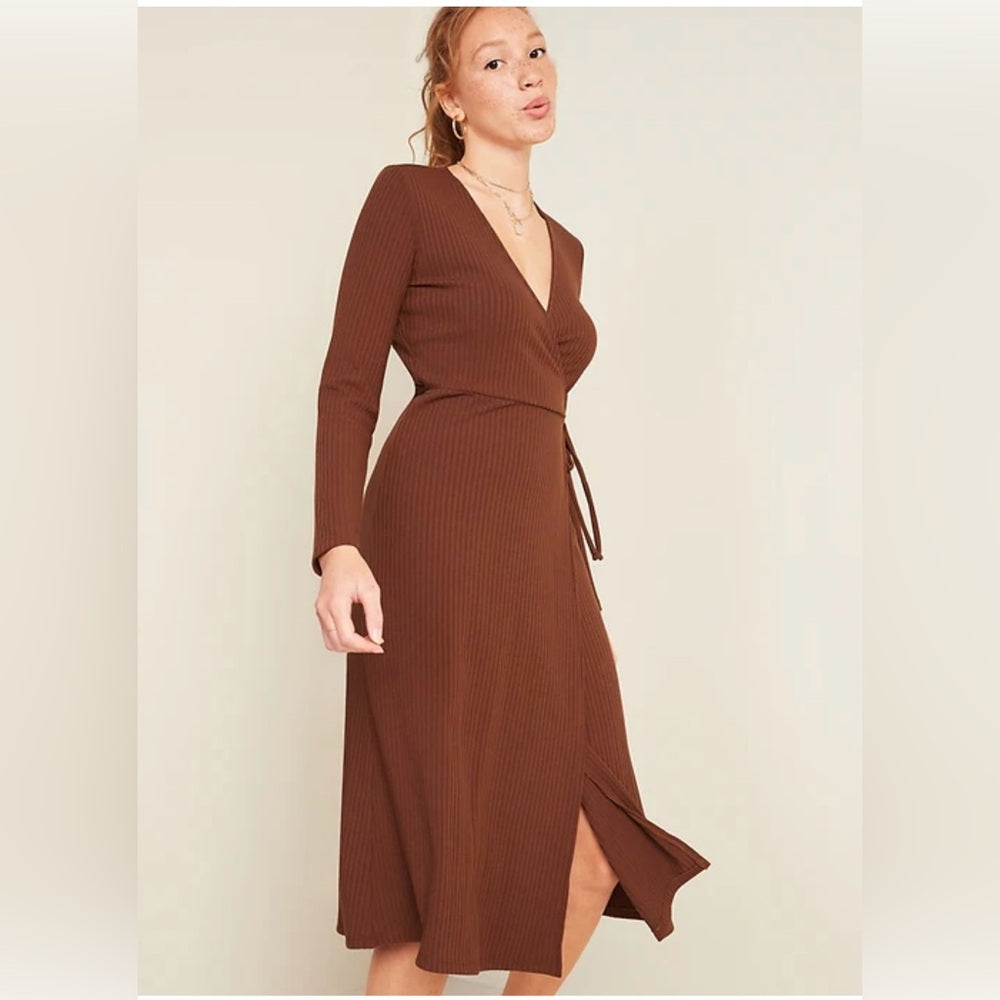 Size Large Old Navy Orange Long Sleeve Wrap Dress