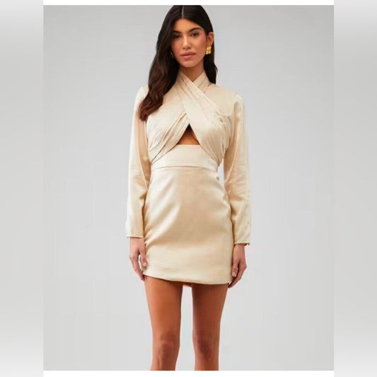 NWT SIZE SMALL Joie Cream Cowl Neck Ruched Sheath Dress
