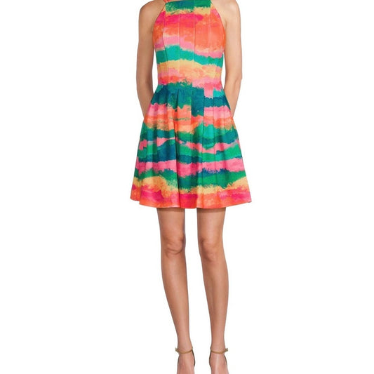 NWT size 14 Vince Camuto Orange Pink Halter A-line Mini Dress