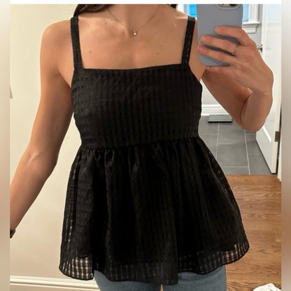 SIZE XS Zara Elegant Black Sheer Strappy Top