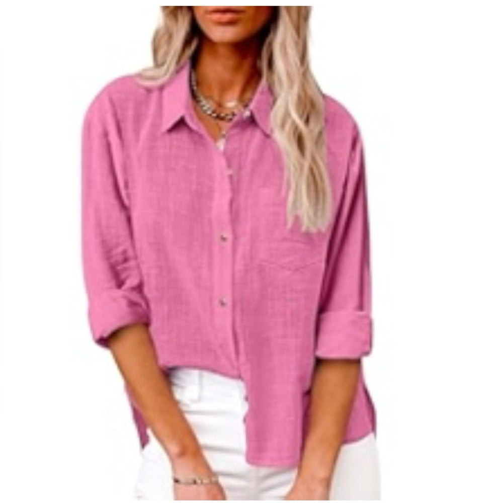 NWT SIZE 0 Hartford Pink 3/4 Sleeve Button Down Shirt