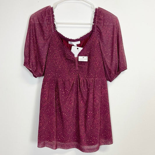 NWOT Size small  Nordstrom Purple Flutter Sleeve Blouse with Tie Front