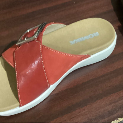 NEW SIZE 6-6 1/2 Romika Red Sandals with Silver Buckle