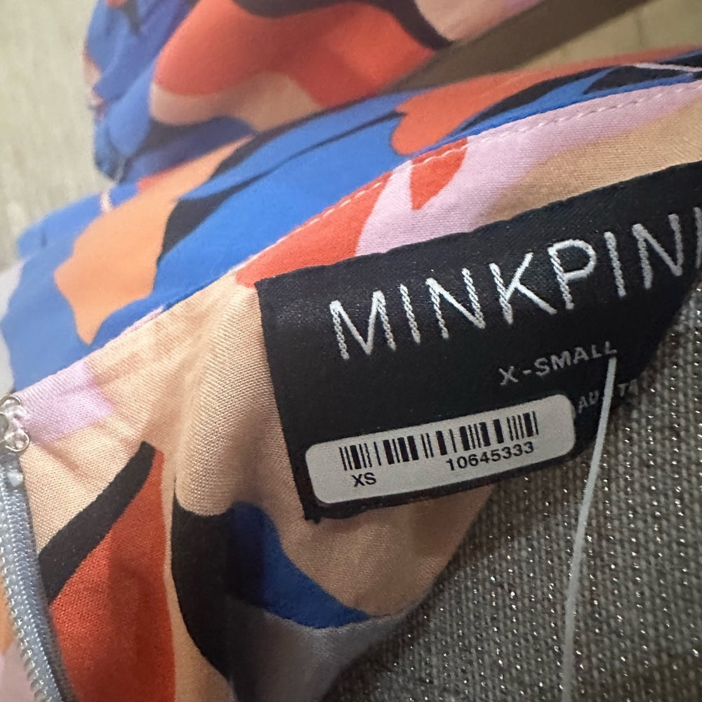NWOT SIZE XS MINKPINK Bell Sleeve Blue and Pink Sundress