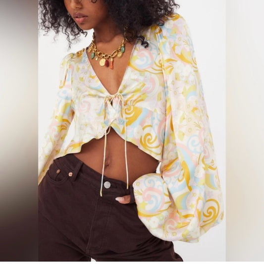 NWT SIZE MEDIUM For Love and Lemons Women's Multicolor Patterned Top