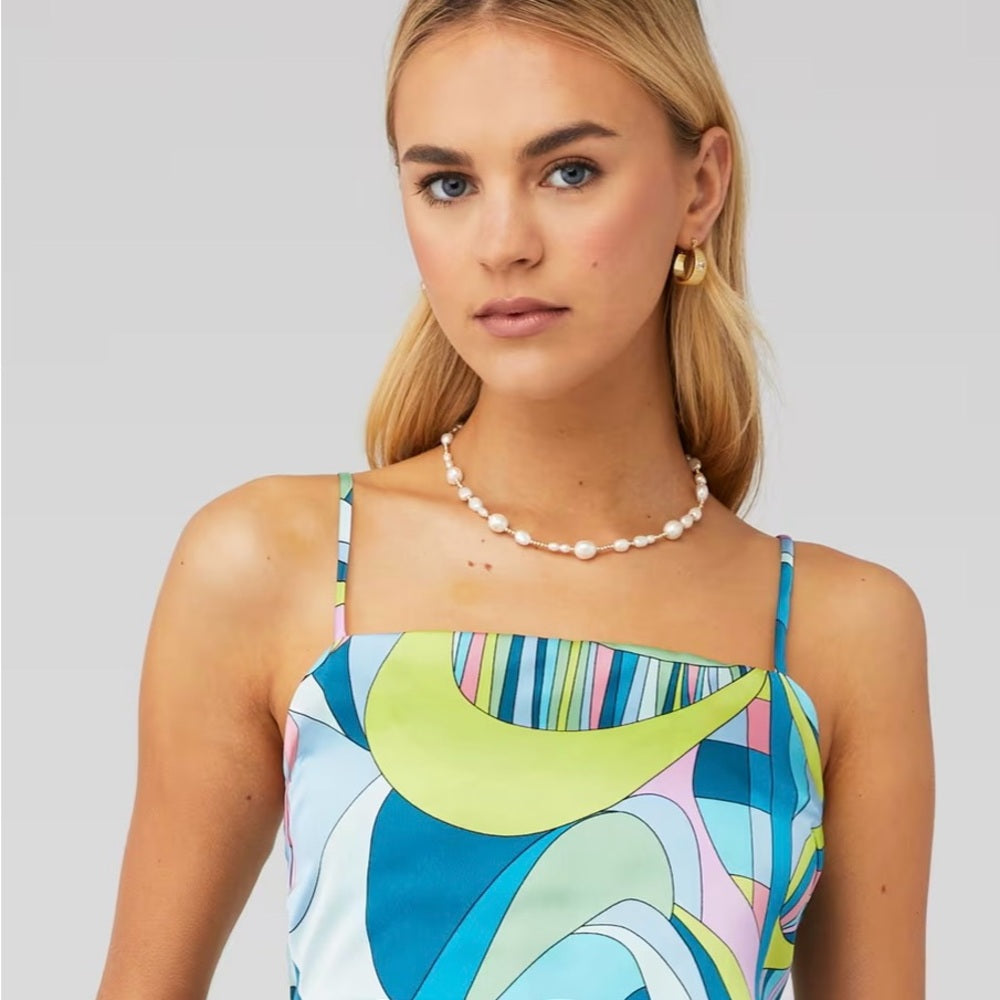 NWOT SIZE S Show Me Your MuMu Green Blue Crop Tank Top