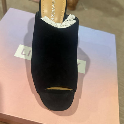 NEW SIZE 7 1/2 Black Chunky Heel Mules with Cork Platform