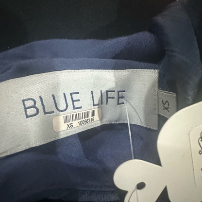 SIZE XS Blue Life Blue Fitted Crop Top with Mandarin Collar