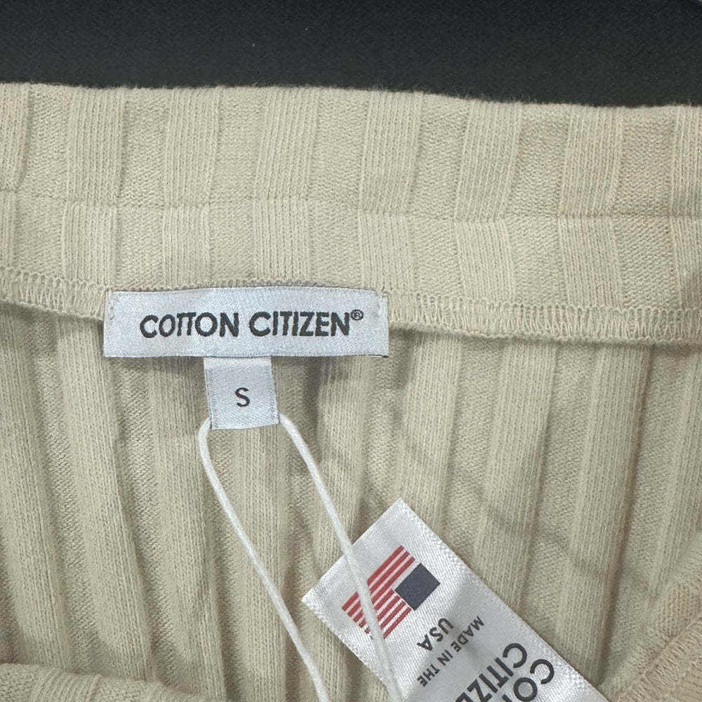 NWT SIZE S Cotton Citizen Cream Midi Pencil Skirt Ribbed Cut Out