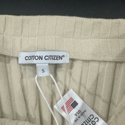 NWT SIZE S Cotton Citizen Cream Midi Pencil Skirt Ribbed Cut Out