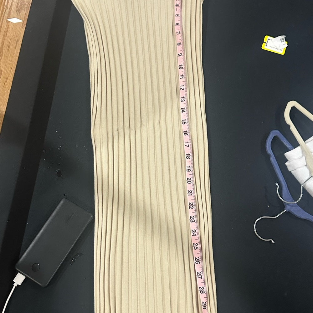 NWT SIZE S Cotton Citizen Cream Midi Pencil Skirt Ribbed Cut Out