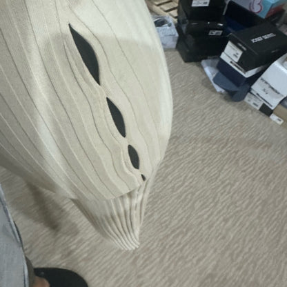 NWT SIZE S Cotton Citizen Cream Midi Pencil Skirt Ribbed Cut Out