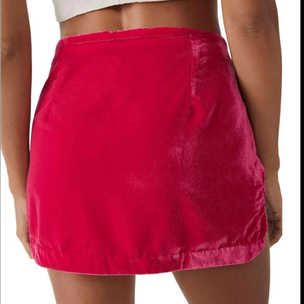 NWT SIZE 6 Free People Red Mini Asymmetrical Wrap Skirt