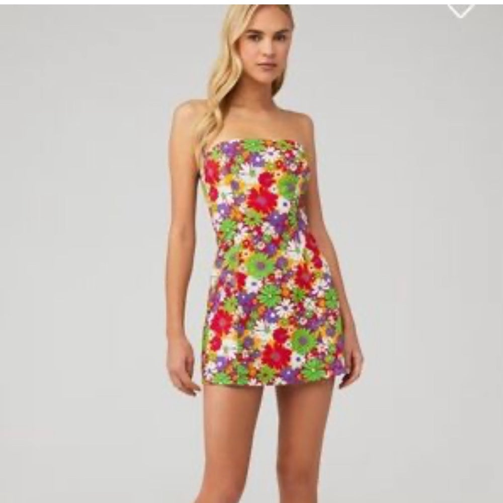 NWT SIZE 2 Peppermayo Pink and Red Strapless Bodycon Dress