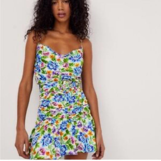 NWT SIZE M For Love And Lemons Blue and Green Mini Dress