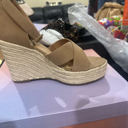 NEW SIZE 7 Tan Wedge Espadrilles with Suede Straps