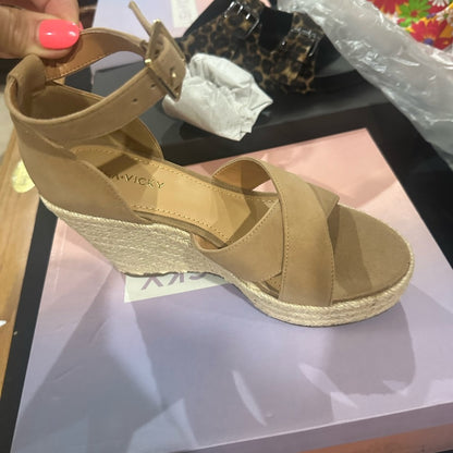 NEW SIZE 7 Tan Wedge Espadrilles with Suede Straps