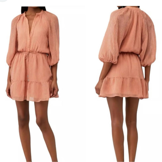 NWOT SIZE S MINKPINK Pink Long Sleeve Sundress with Mandarin Collar