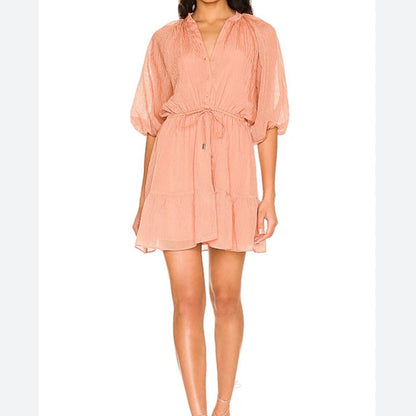 COPY - NWT SIZE XS MINKPINK Pink Long Sleeve Sundress with Mandarin Collar
