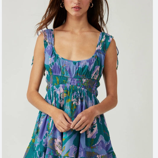NWOT SIZE M Free People Blue and Purple Mini Dress