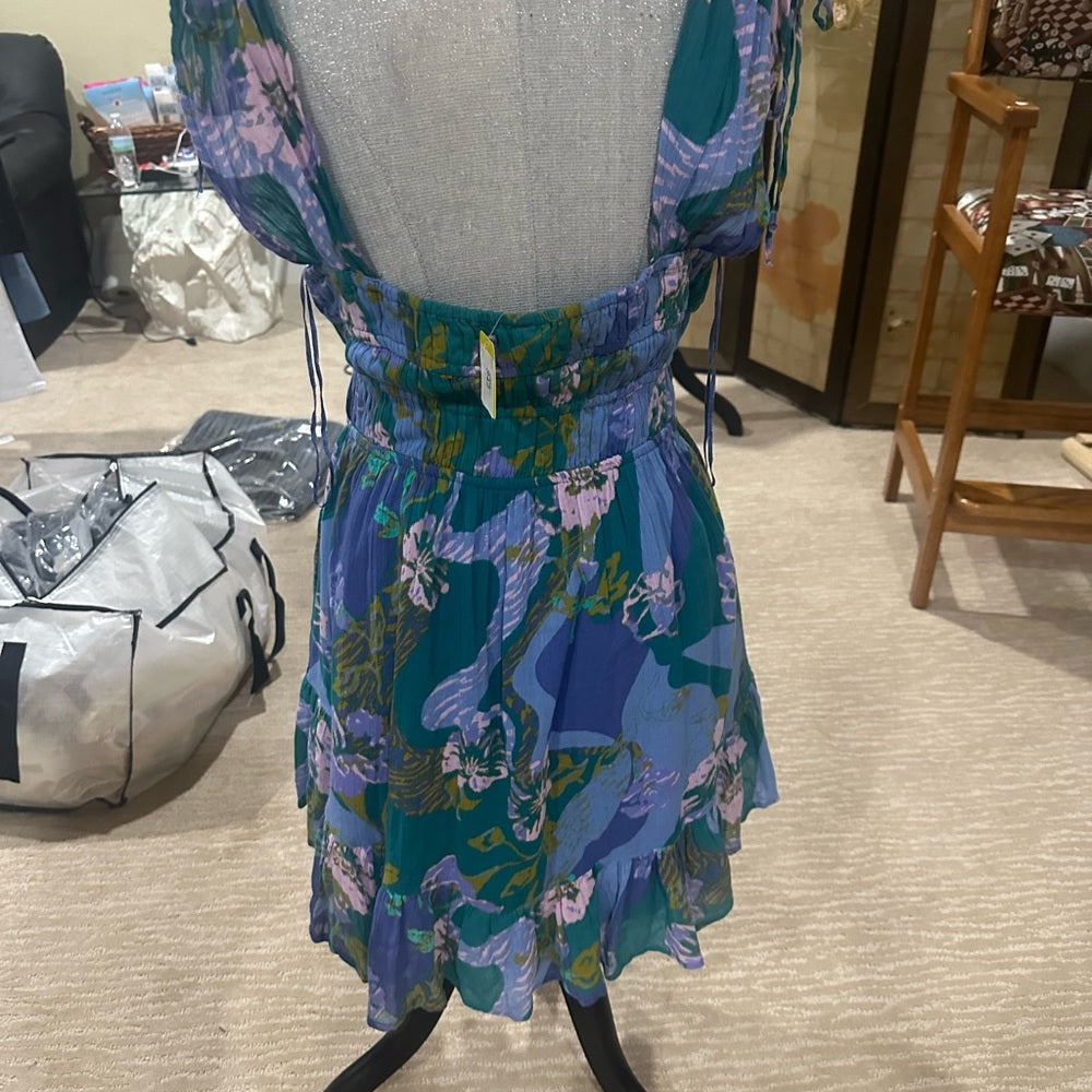 NWOT SIZE M Free People Blue and Purple Mini Dress
