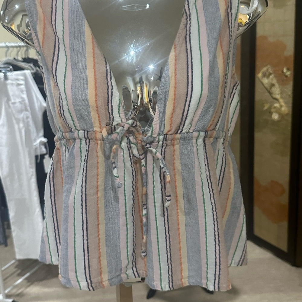 - NWOT SIZE XS MINKPINK Cream Tan Tie-Front Tank Top