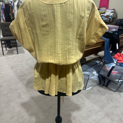 SIZE M Sundance Yellow Wrap Peplum Blouse