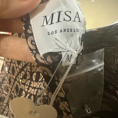 NWT SIZE M Misa Los Angeles Ruffled Dolman Sleeve Blouse in Brown and Cream