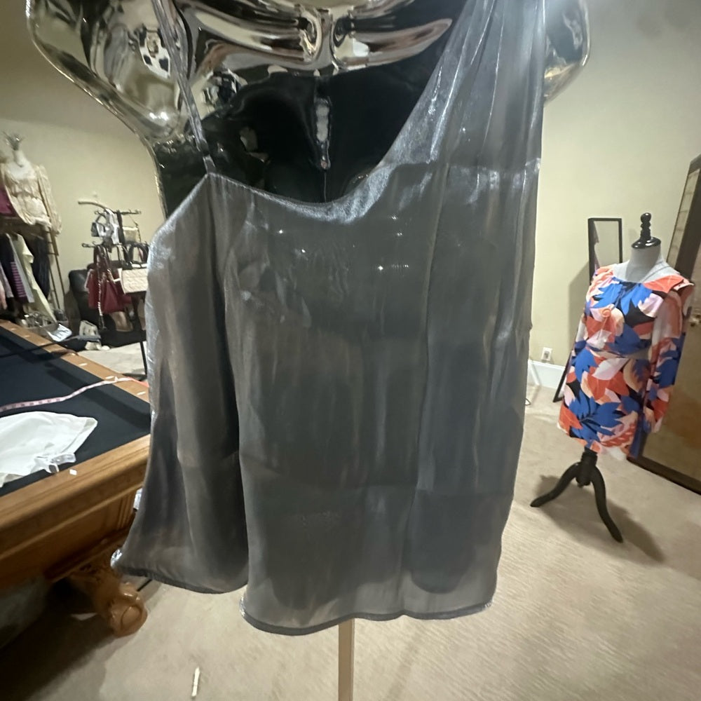 NWOT SIZE S Free People Silver Asymmetrical Ruched Tank