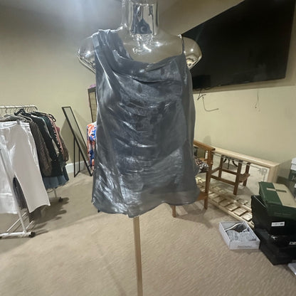 NWOT SIZE S Free People Silver Asymmetrical Ruched Tank