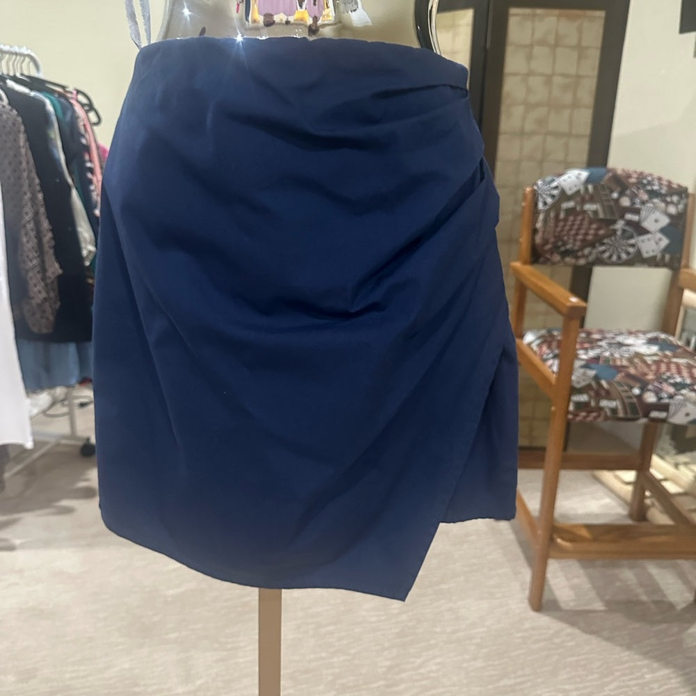NWT SIZE S Monrow Blue Asymmetrical Wrap Mini Skirt