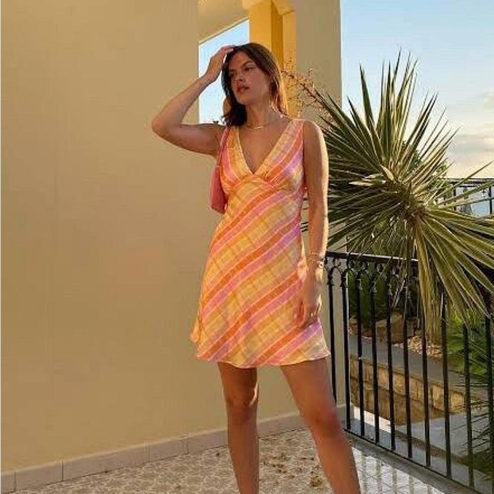 NWT size 8 PepperMayo Pink and Yellow Mini Dress