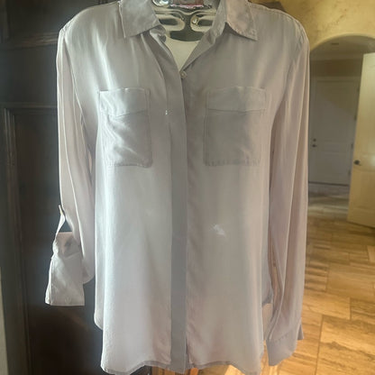 NWOT SIZE XS Ann Taylor Purple Long Sleeve Blouse with Notched Collar